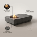 Metropolis Outdoor Fire Pit 56 In. X 32 In. Rectangular Concrete Propane Fire Table with Lava Rocks and Cover