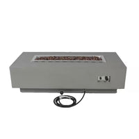 Granville Outdoor Fire Pit 60 In. X 27 In. Rectangular Concrete Propane Fire Table with Lava Rocks and Cover