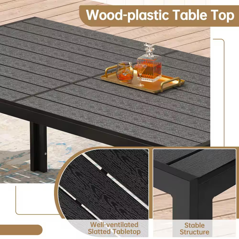 7-Piece Metal Outdoor Dining Set with 6-Textilene Stackable Chairs and Rectangular Table, Patio Dining Table (Set for 6)