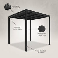 8 Ft. X 8 Ft. Matte Black Aluminum Pergola — Lifestyle