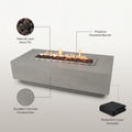 Granville Outdoor Fire Pit 60 In. X 27 In. Rectangular Concrete Propane Fire Table with Lava Rocks and Cover