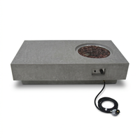 Metropolis Outdoor Fire Pit 56 In. X 32 In. Rectangular Concrete Propane Fire Table with Lava Rocks and Cover — Studio Shot