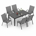 7-Piece Metal Outdoor Dining Set with 6-Textilene Stackable Chairs and Rectangular Table, Patio Dining Table (Set for 6)